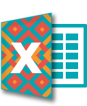 Descargar Documento Excel Icono con tejido Wayuu en los colores distintivos de la Universidad de La Guajira.