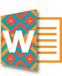 Descargar Documento Word: Icono con tejido Wayuu en los colores distintivos de la Universidad de La Guajira.