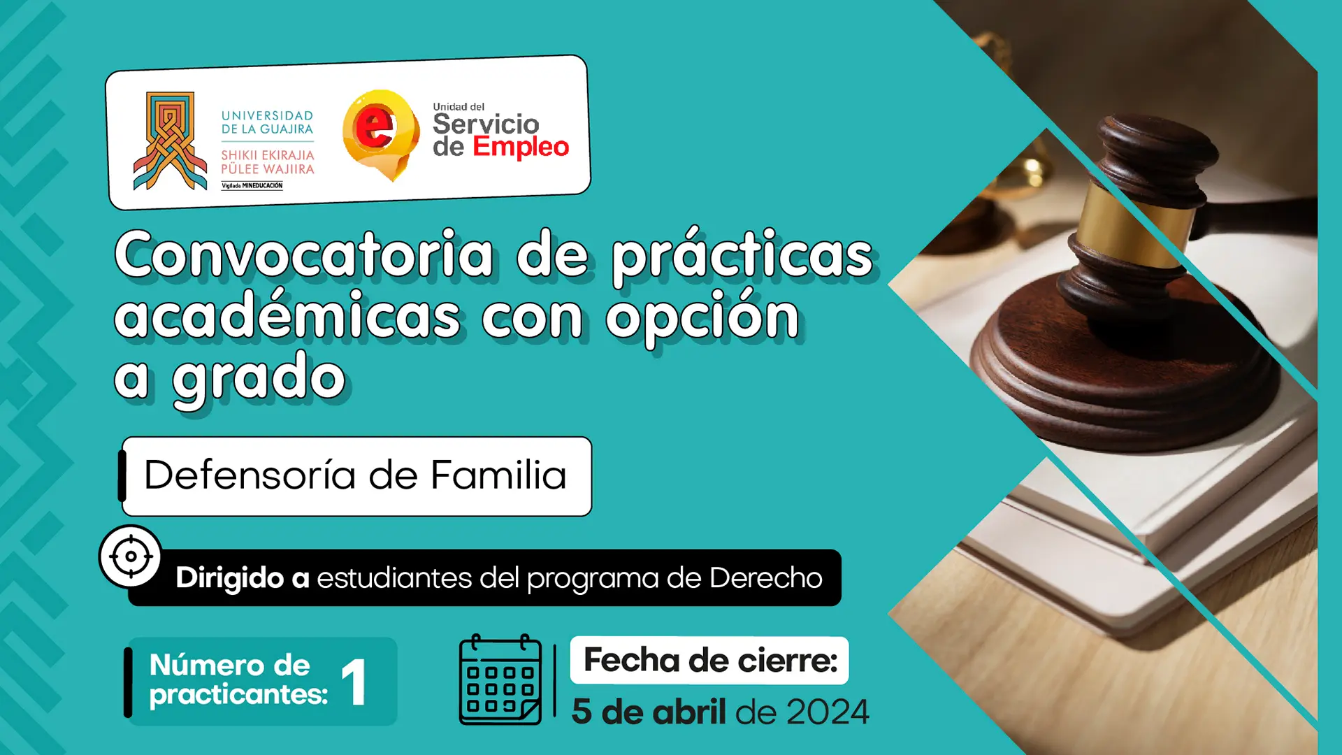 CONVOCATORIA 003 DEL CENTRO DE PRACTICAS DE 2024 (DEFENSORIA DE FAMILIA)