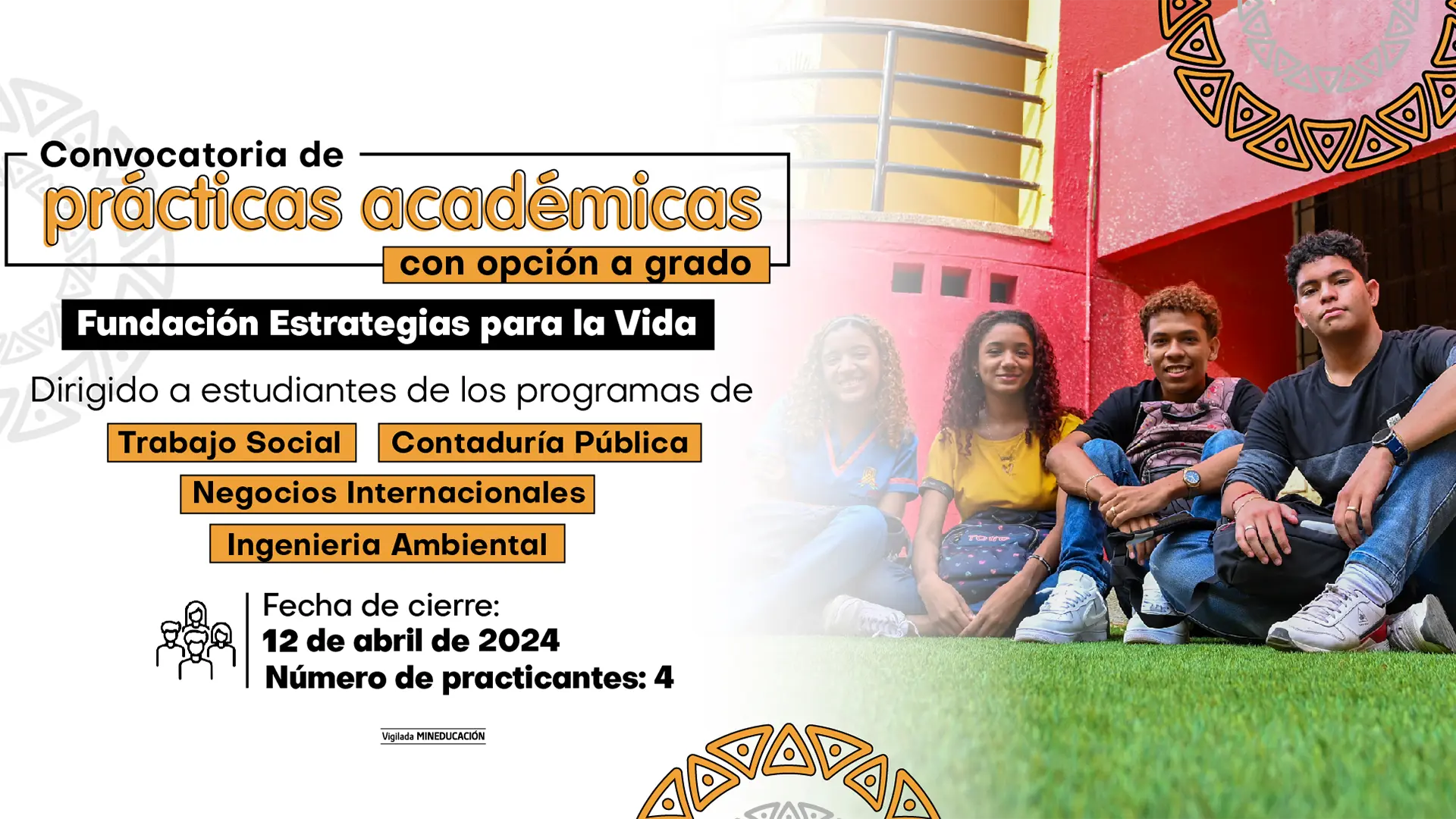 Convocatoria de prácticas académicas con opción a grado Fundación Estrategias para la Vida