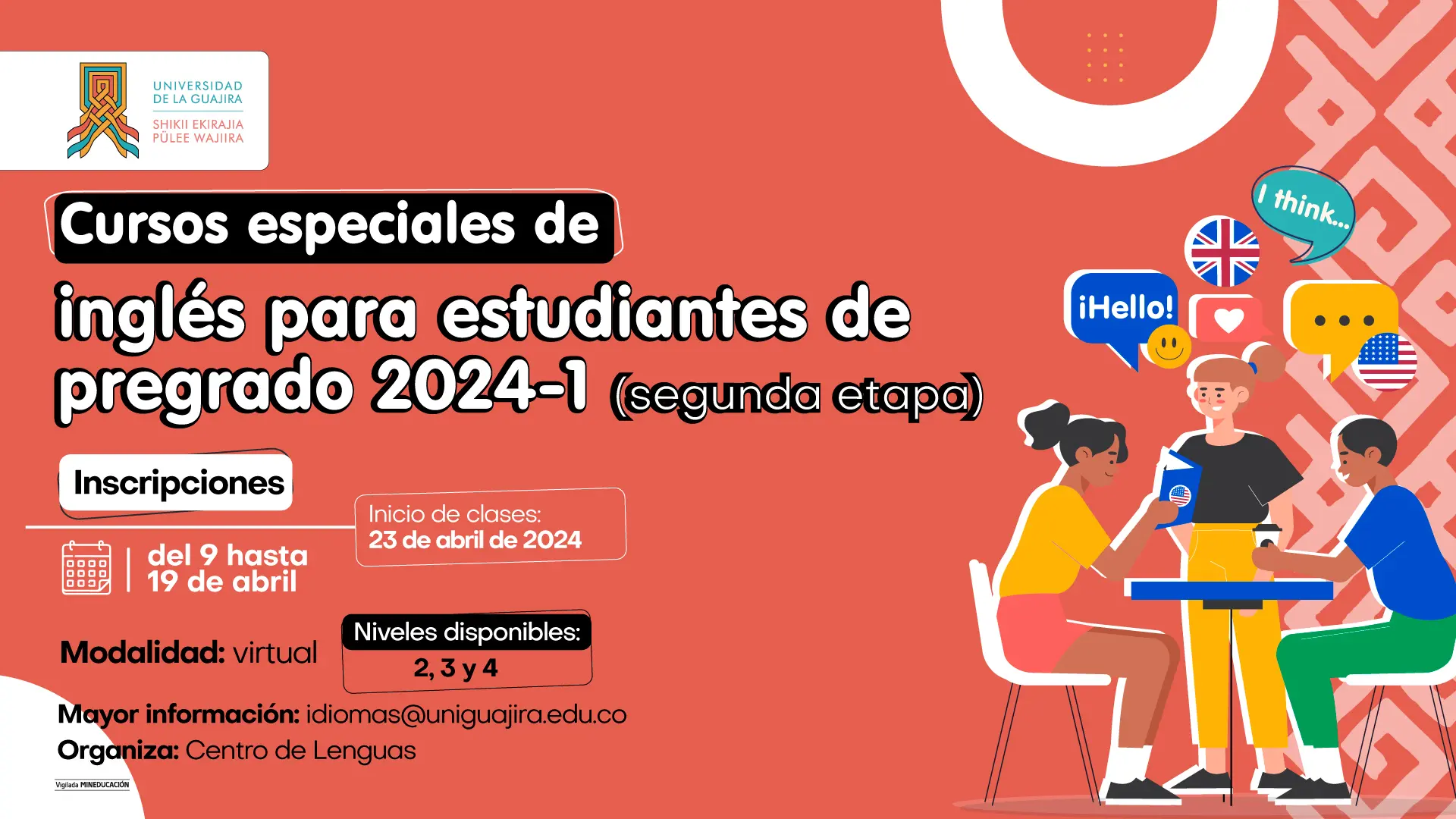 Cursos especiales de inglés para estudiantes de pregrado 2024-1 (segunda etapa):