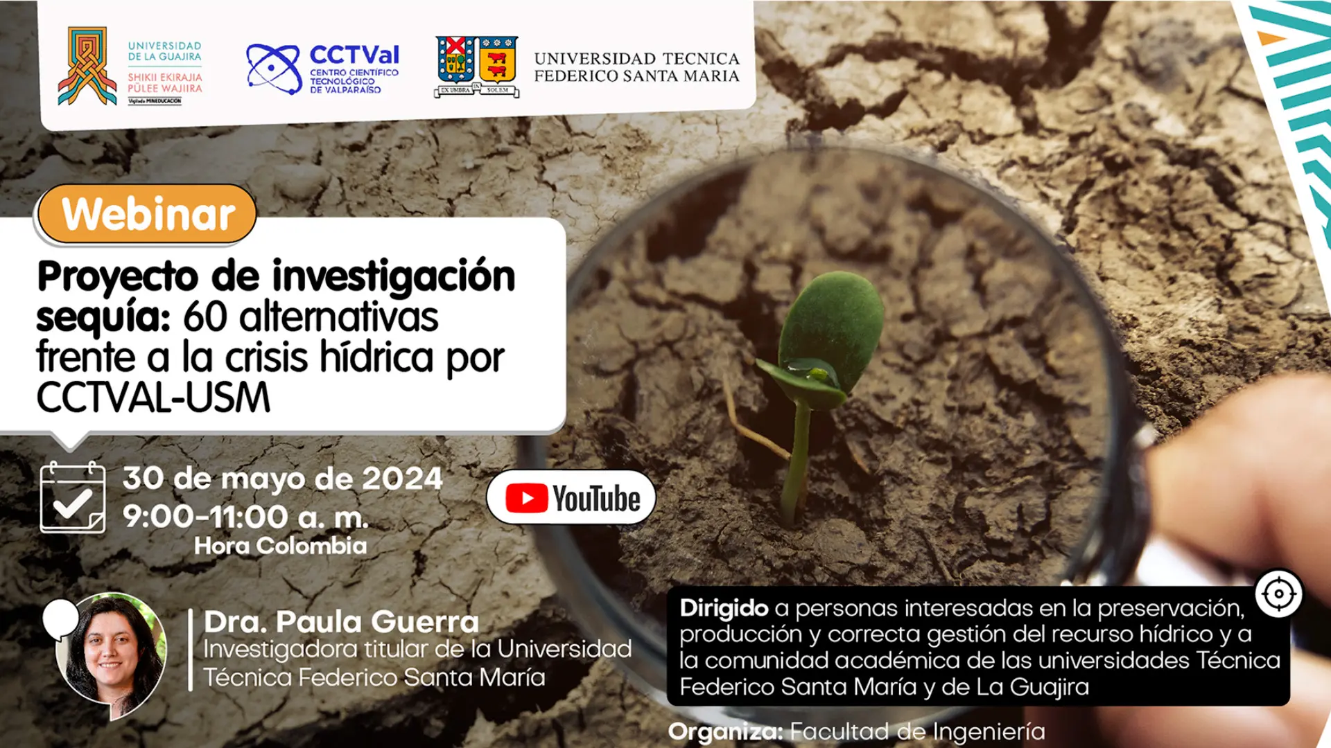 Webinar Proyecto de investigación sequía 60 alternativas frente a la crisis hídrica por CCTVAL-USM