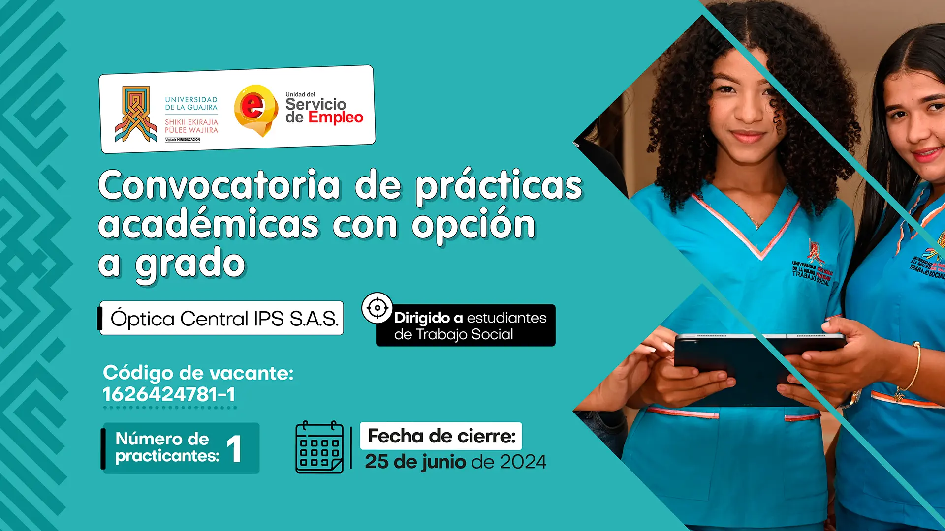CONVOCATORIA DE PRÁCTICAS CON OPCIÓN A GRADO – OPTICA CENTRAL IPS SAS