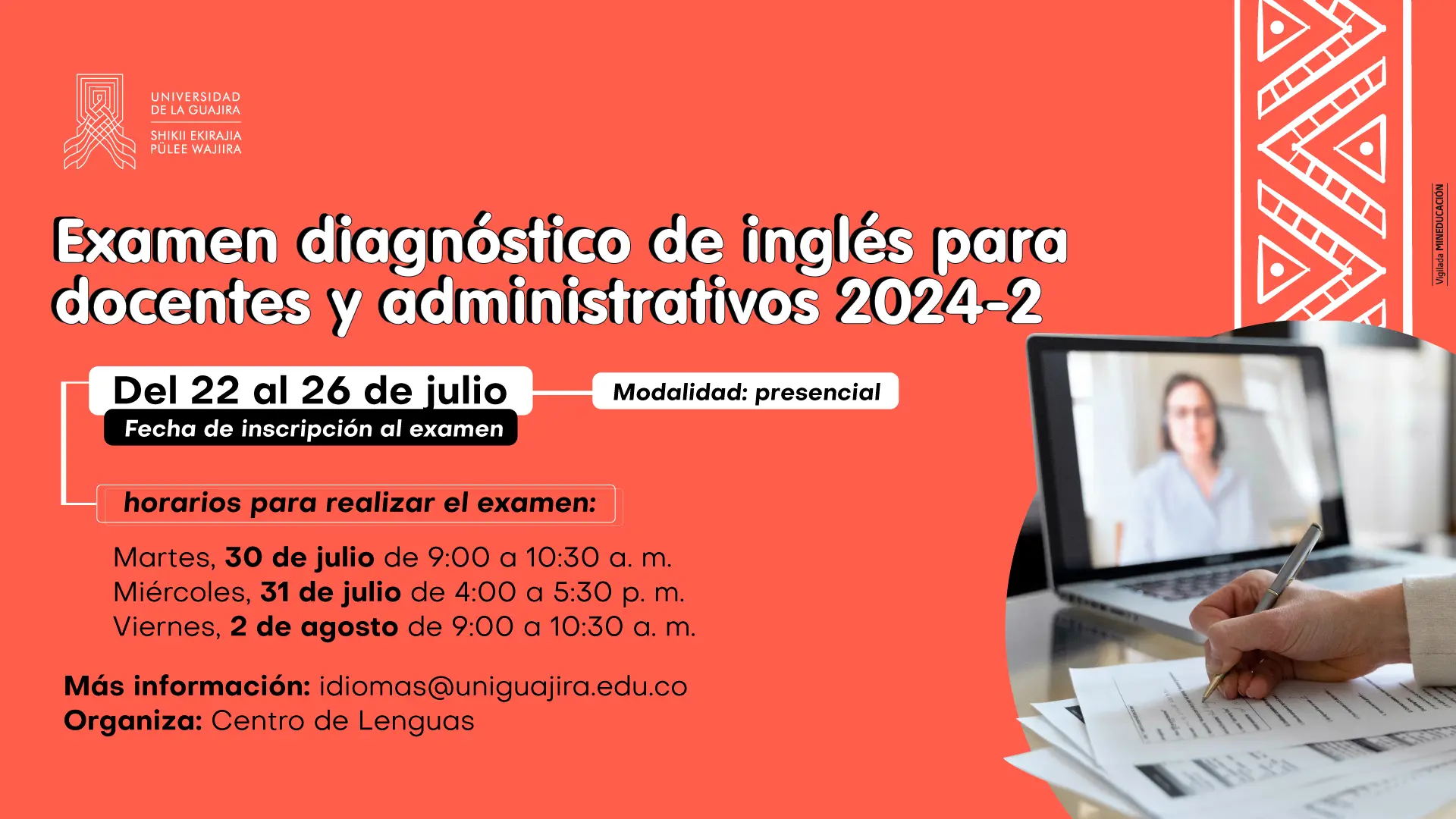 Examen diagnóstico de inglés para docentes y administrativos 2024-2