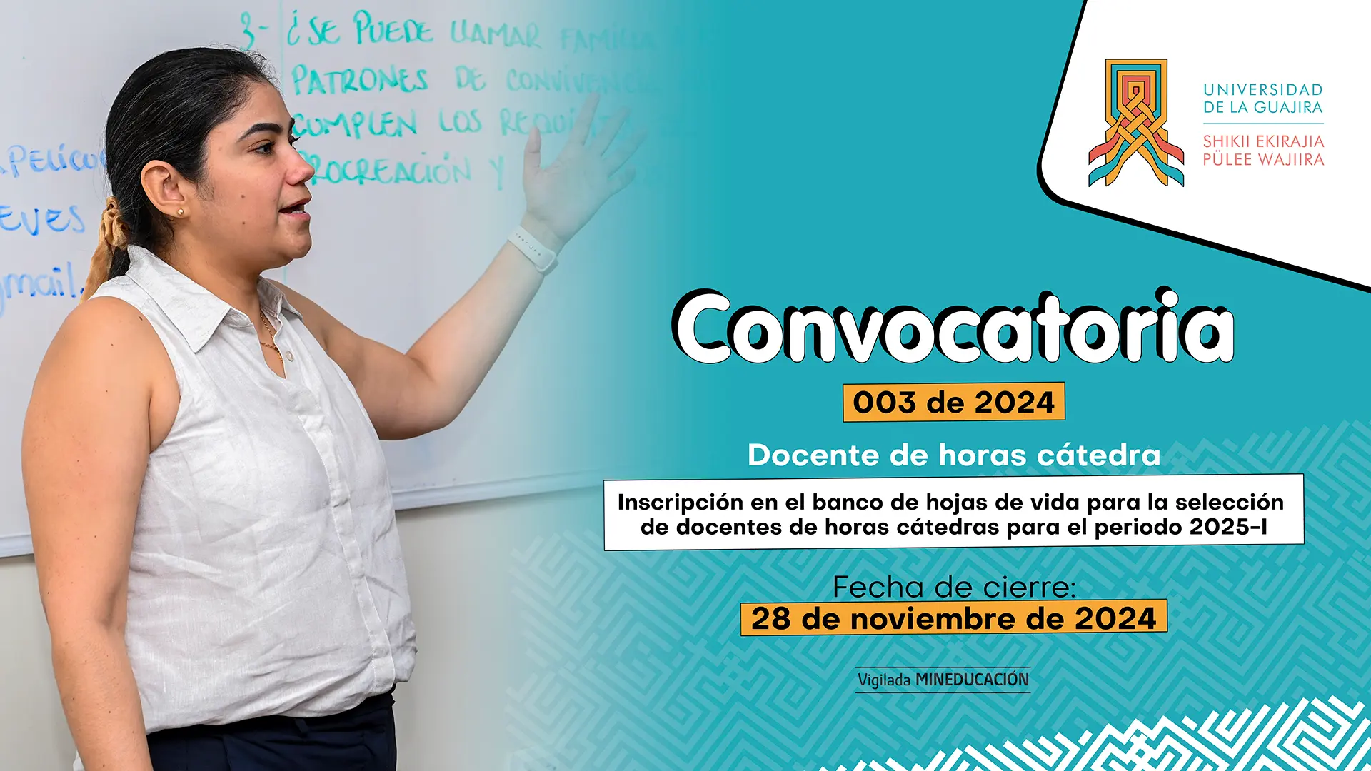 Convocatoria 003 de 2024 - Docente de horas cátedra