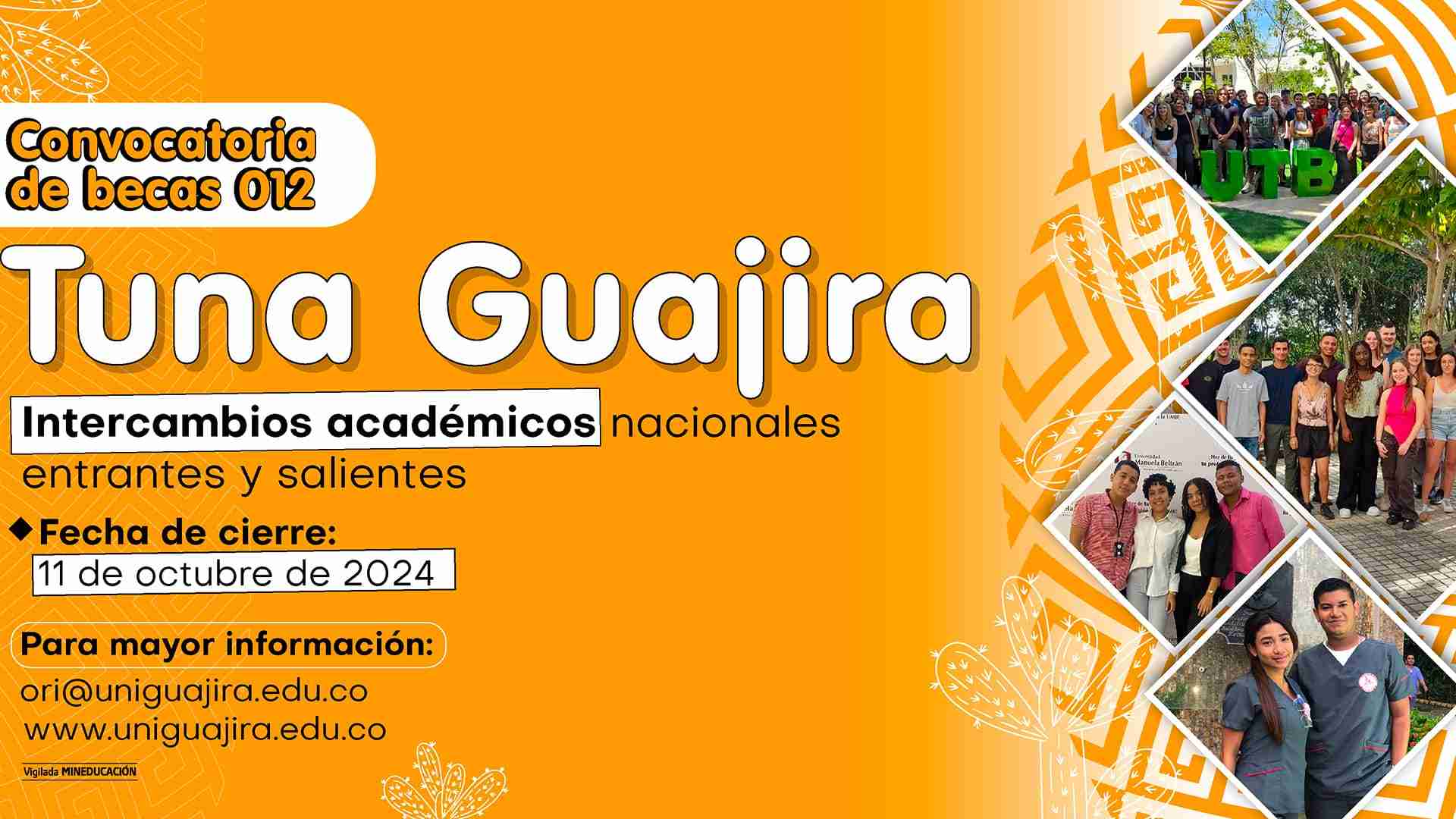 Convocatoria de becas Tuna Guajira - periodo 2025-1