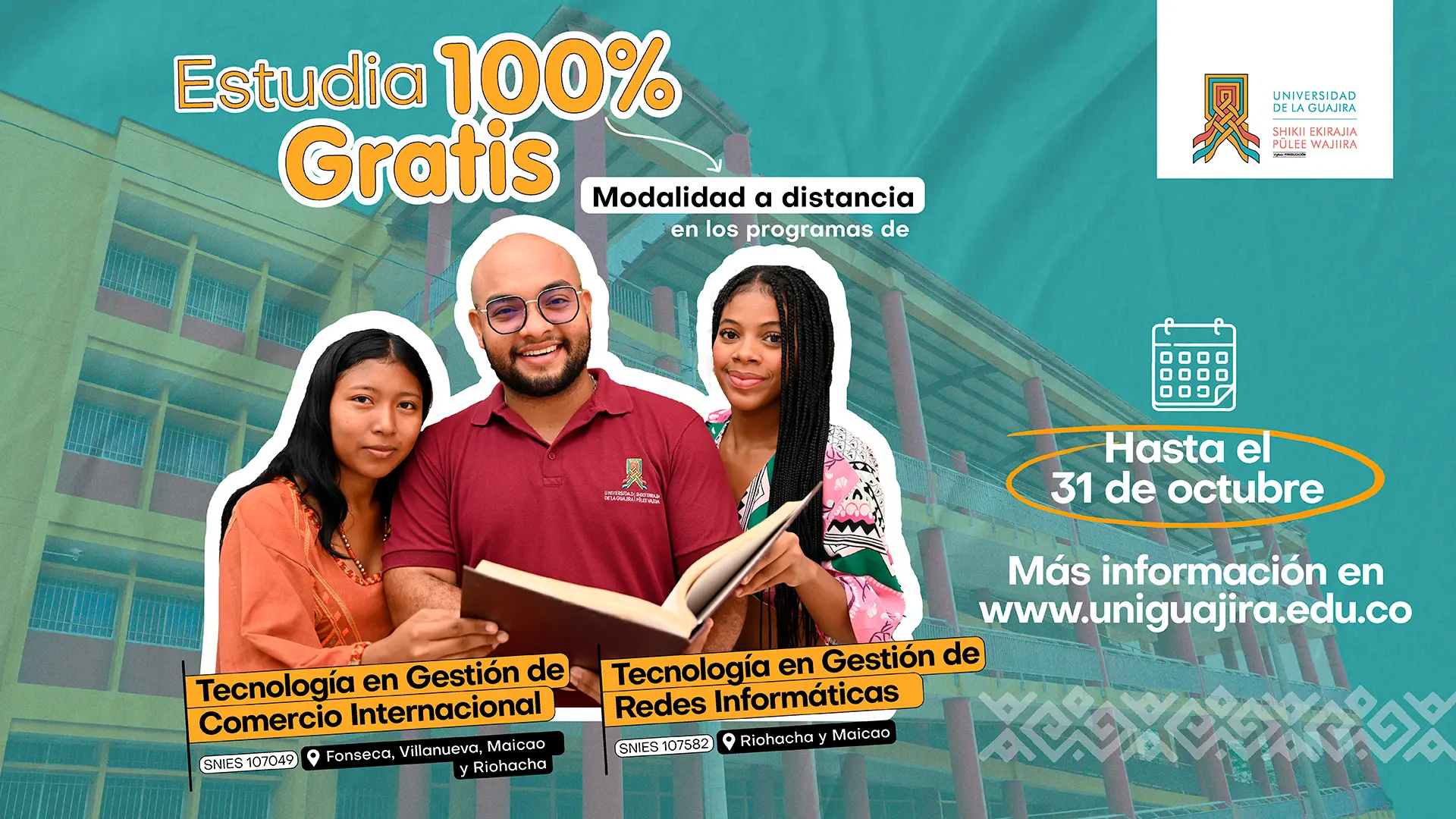 Inscripciones gratis para programas Tecnológicos en Riohacha, Maicao, Fonseca y Villanueva