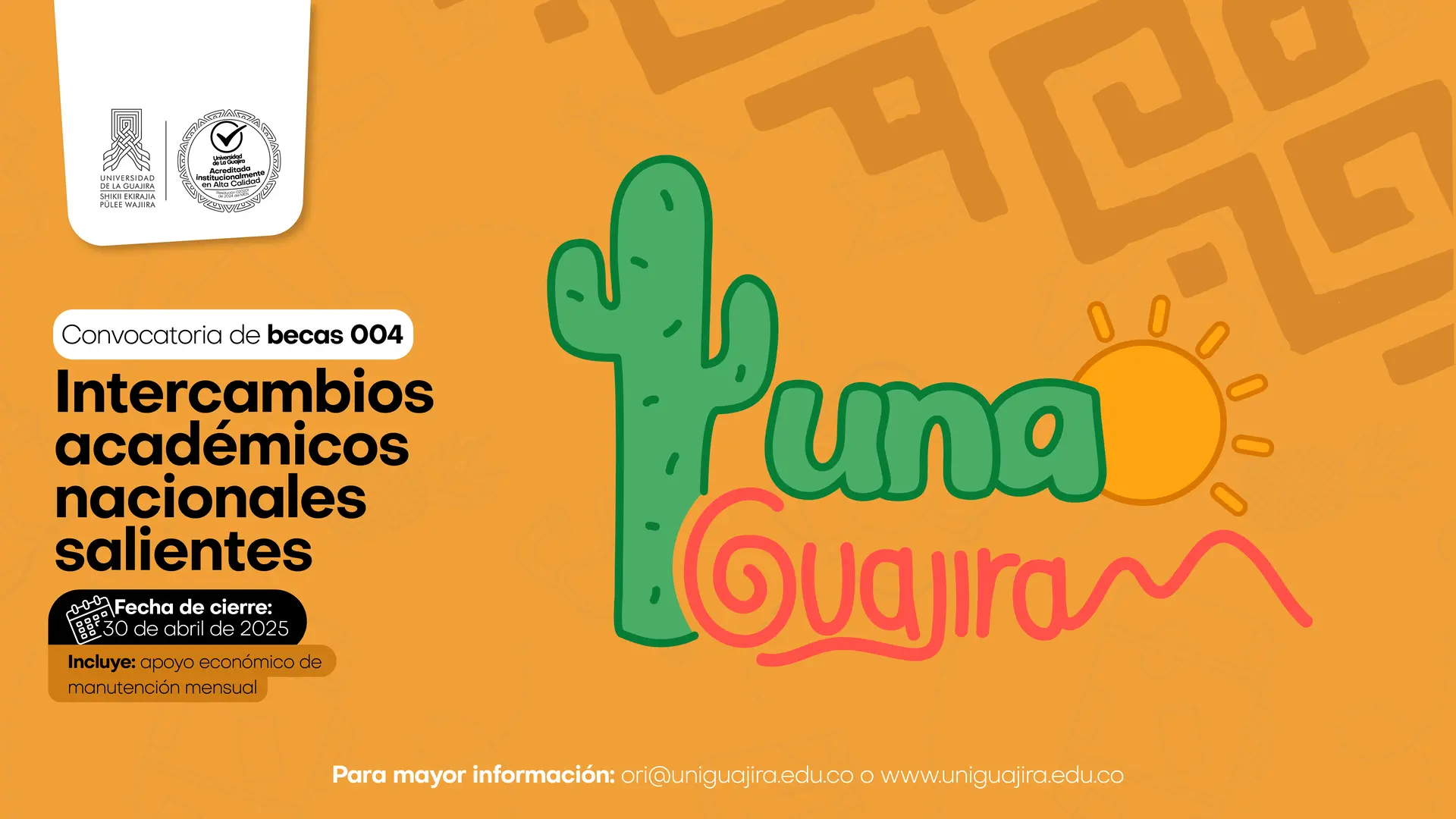 Convocatoria de becas 004 Tuna Guajira