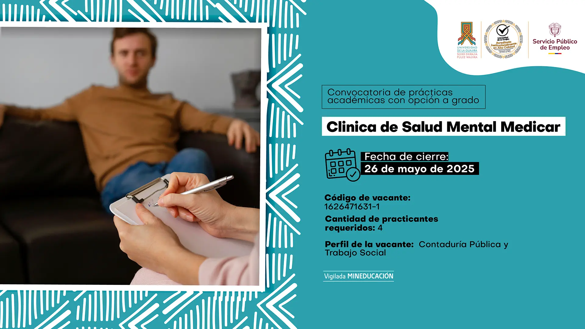 Prácticas Académicas con opción a grado – Clinica de Salud Mental Medicar