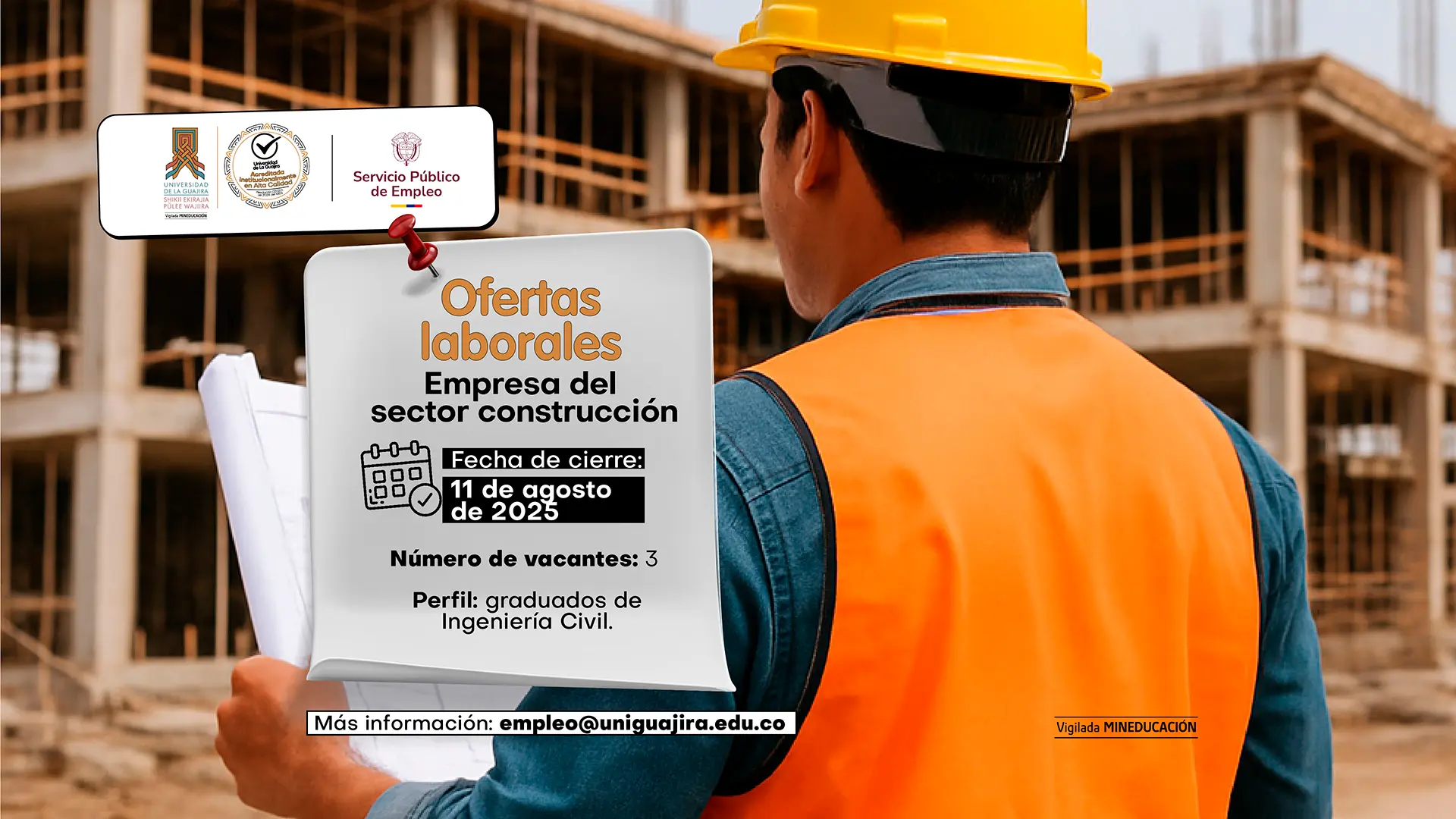 Oferta laboral: Inspector de Campo – Consorcio de Construcción