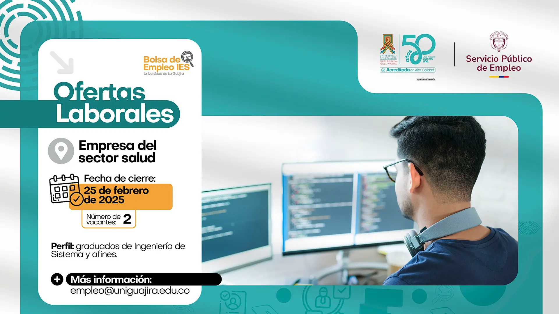 imagen de Convocatoria laboral para profesionales en Ingeniería de Sistemas en institución de salud ubicada en Maicao, La Guajira